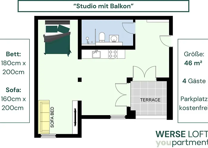 46 Qm - Exklusiv & Angebunden - Werse Loft By Youpartments * Munster (North Rhine-Westphalia)